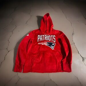 Nike New England Patriots Hoodie Unisex Kids Small NFL Dri-Fit  Pullover Red